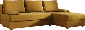 PROMOCJA Rozkładany dwustronny narożnik VENORIA SLIM 200x143 cm, musztardowy + 2 poduszki GRATIS II gatunek