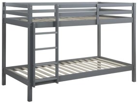 Łóżko piętrowe ANICET II – 2 × 90 × 190 cm – lite drewno sosnowe – kolor szary, w zestawie z materacem