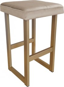 Hoker ALEX krzesło barowe tkanina Welur podstawa metalowa : Kolor Stelaża - Złoty, Kolor tkaniny - VELVET - MG09, Wysokość - 60 cm