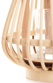 Lampion GARTEN drewniany z pojemnikiem na świecę 14x17 cm naturalny HOMLA