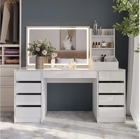 Stół toaletowy biały/biały wysoki połysk 158.2x50.1x76 sherry