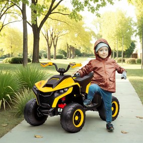 AIYAPLAY Dziecięcy Elektryczny Quad, 3-6 km/h, Reflektory LED, Muzyka, USB, dla Dzieci 3-8 Lat, Żółty