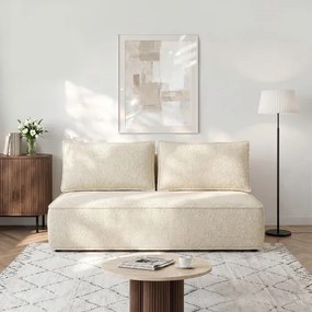 Sofa z Funkcją Spania MAVIA Kremowa Boucle Japandi