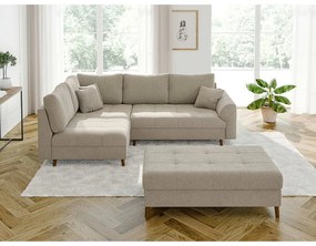 Beżowy podnóżek z materiału bouclé Ariella – Ropez