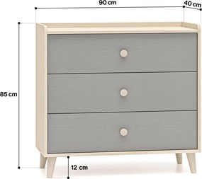 Komoda dziecięca Marla 90 cm z szufladami - piasek pustyni / szary pallad - Wyprzedaż ekspozycji