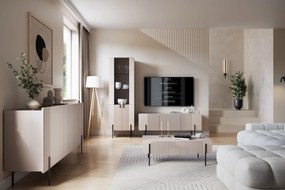 Stolik kawowy z szufladami Malmi 100 cm - kaszmir / czarne nóżki