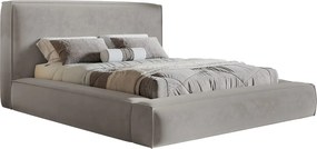 Łóżko tapicerowane 180x200 Karano z lamówką - pojemnik i stelaż drewniany - welur, jasny szary (Amor Velvet 4318)
