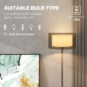 Lampa Stojąca HOMCOM z Dwukolorowym Abażurem, Metal, Czarno-Biały, z Przełącznikiem Nożnym