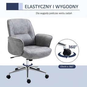 HOMCOM Krzesło biurowe fotel biurowy obrotowy regulowany mikrofibra pianka szary | Aosom PL