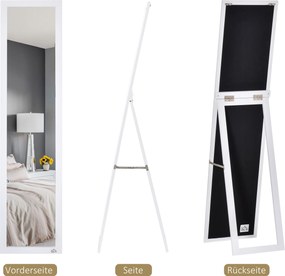 Pełnowymiarowe lustro HOMCOM, wolnostojące, montowane na ścianie, rama MDF, 37 x 37 x 154 cm, Białe