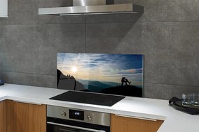 Panel Kuchenny Szklany Człowiek i Pies w Górach