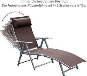 Outsunny® Leżak Ogrodowy Wypczynkowy Składany Z Zagłówkiem Brązowy