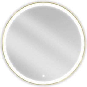 Mexen Esso lustro łazienkowe podświetlane, okragłe 90 cm, LED 6000K, antypara, rama złota szczotkowana - 9825-090-090-611-50
