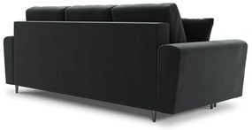 Ciemnoszara aksamitna rozkładana/ze schowkiem sofa 235 cm Kyoto – Cosmopolitan Design