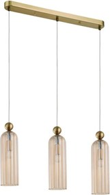 Lampa wisząca na przewodzie PIEGA 3xE14/40W/230V mosiądz/przydymiony beż