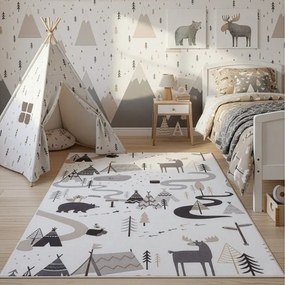 Dywan dziecięcy Coco Tipi Leśna Przygoda kremowy 200 cm x 290 cm