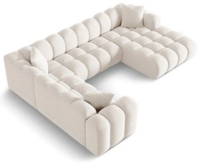 Kremowy narożnik z tkaniny szenilowej (lewostronny/w kształcie litery U) Treno – Cosmopolitan Design