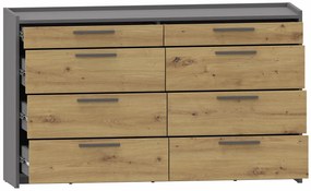 Minimalistyczna komoda z 8 szufladami dąb artisan + antracyt S7-L91