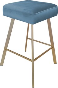 Hoker MAX krzesło barowe tkanina Welur podstawa metalowa : Kolor nogi - Złota profil, Kolor tkaniny - VELVET - MG33, Typ siedziska - Siedzisko stałe