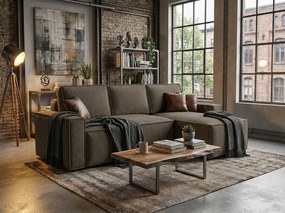 Rozkładana narożna sofa SMART BOUCLE 232x143 cm, szarobrązowa, uniwersalna