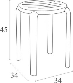 Plastikowy taboret do domu i kawiarni Tom Bar 45
