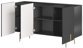 Komoda Malmi 150 cm - czarny mat / złote nóżki