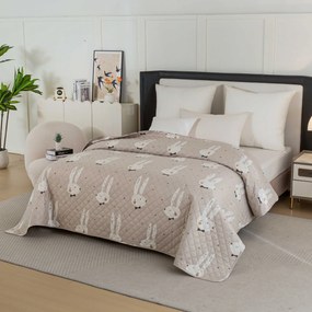 Narzuta na łóżko ze wzorem WHITE RABBIT, beżowy Rozmiar: 170 x 210 cm