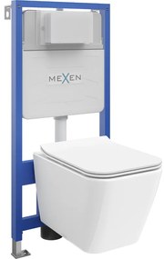 Mexen zestaw podtynkowy WC stelaż Fenix Slim z miską WC Cube i deską wolnoopadającą, biały połysk - 61030924000