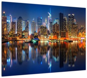 Obraz na szkle - Manhattan w nocy (70x50 cm)