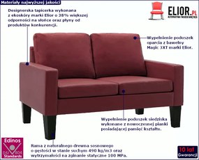 Minimalistyczna bordowa sofa - Clorins 2X