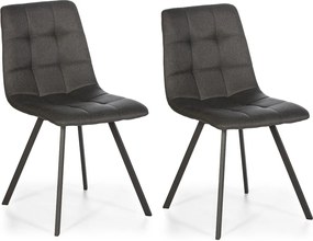 Zestaw dwóch krzeseł jadalnianych Mila tapicerowanych szarym froncym, 58 cm x 45 cm x 90 cm.