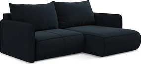 Narożnik prawostronny z funkcją spania - z tkaniny welwetowej - królewski niebieski - NANEA