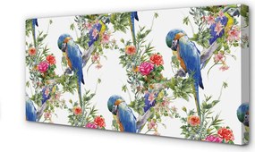 Obraz drukowany na płótnie Kwitnąca Gałąź z Ptakami