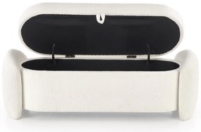 Ławka, Pufa FICARIA z pojemnikiem w kolorze kremowym, tkanina boucle, 150x40x47 cm