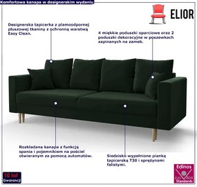 Zielona rozkładana sofa na nóżkach - Diamante