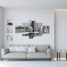 Obraz - Przyczepka, czarno - biały (125x70 cm)