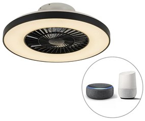 Inteligentny Wentylator sufitowy z lampą czarny z efektem gwiazdy, regulowany - Climo Nowoczesny Oswietlenie wewnetrzne