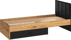 Łóżko 90 × 200 Colt 10 z szufladą i welurowym zagłówkiem