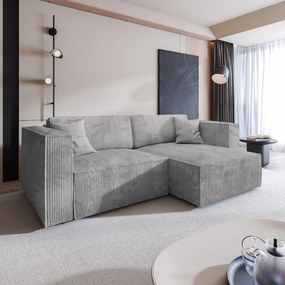 Masseno Narożnik NERIO z funkcją spania i pojemnikiem na pościel Narozniki L, Rozkładana sofa - Jasnoszary, POSO 55