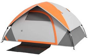 Outsunny Lekki namiot kopułowy dla 2 osób, stabilny i wodoodporny, z drzwiami & oknem, torba, szary+rdzawoczerwony