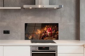 Panel szklany do Kuchni Bożonarodzeniowy Podarek na Drewnie