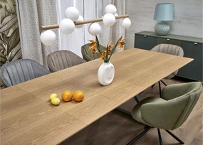 Stół prostokątny Nova rozkładany 180-300/100/75 cm, blat okleina naturalna, metalowe czarne nogi