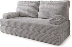 Masseno Sofa piankowa SILAR z funkcją spania, Kanapa z pianki do salonu, Bezmontażowa, Tkanina sztruksowa – Jasnoszary TILIA 86