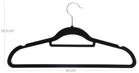 Wieszak na ubrania z czarnym welurem, 20 szt
