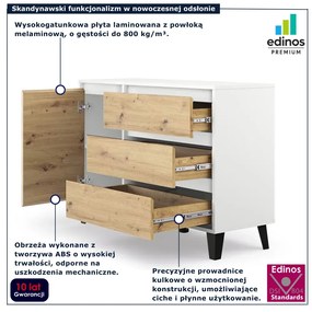 Skandynawska komoda z szafką i szufladami biały + dąb artisan L9-N52