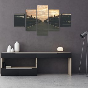 Obraz drewnianego pomostu nad jeziorem (125x70 cm)