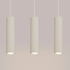 Lampa wisząca KARBON 3L beżowa ryflowana SOLLUX  LIGHTING