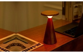 Lampa stołowa LED w ciemnym naturalnym kolorze z drewnianym kloszem (wysokość 21 cm) Sylva – Gingko