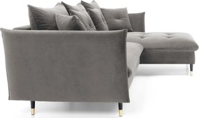 Jasnoszara kanapa narożna pikowana T5-K22