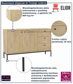Duża komoda z 3 szufladami na nóżkach dąb cremona - Urisso 5X